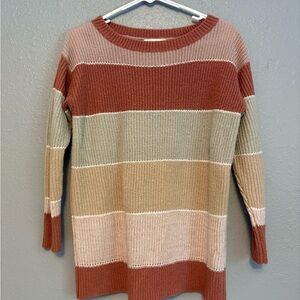 Colorblock Women's Sweater - Rust, Beige, Cream